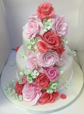 Multi-Coloured Rose Wedding Cake