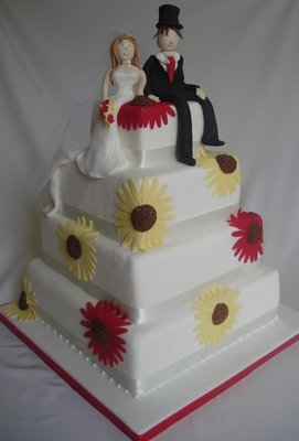 Sunflowers | Hand-made Bride and Groom Wedding Cake