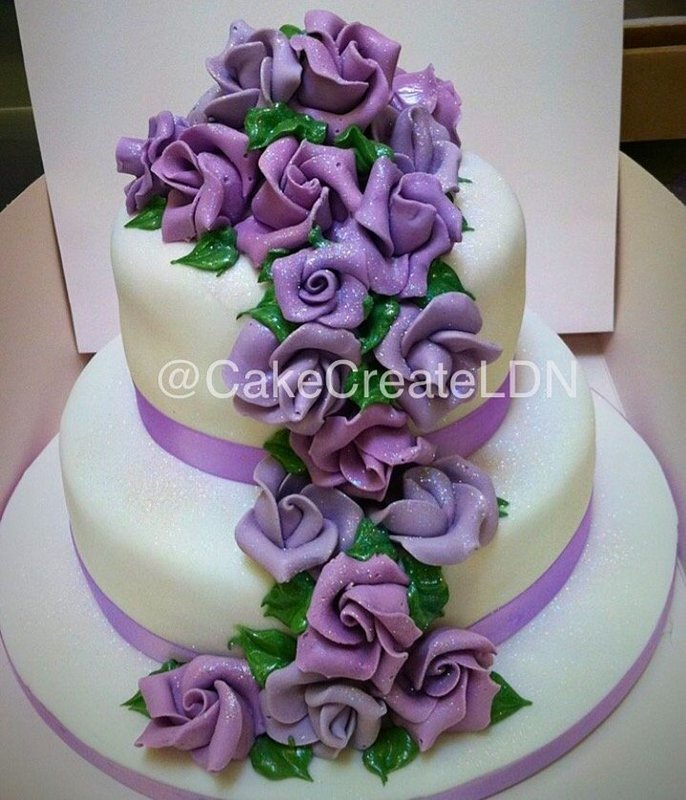 Purple Rose Wedding Cake