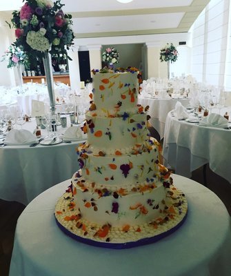 Multicoloured Feather Wedding Cake