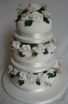 Hand-made Roses Wedding Cake