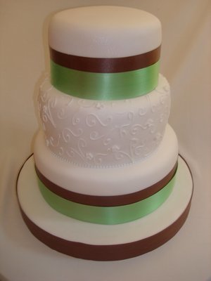 Brown and Green Wedding Cake