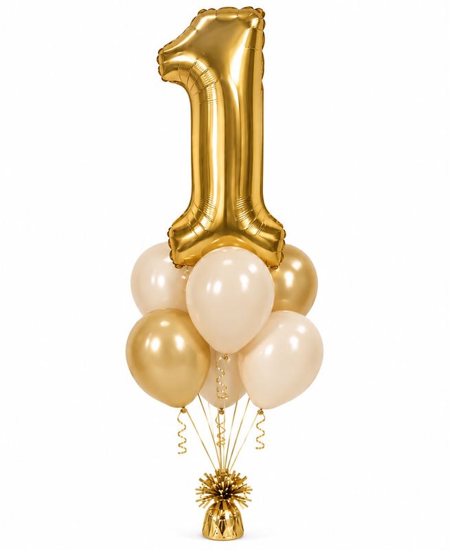 Number Balloon and Latex Balloon Bunch - Gold Number Balloon and Latex Balloon Bunch - Gold