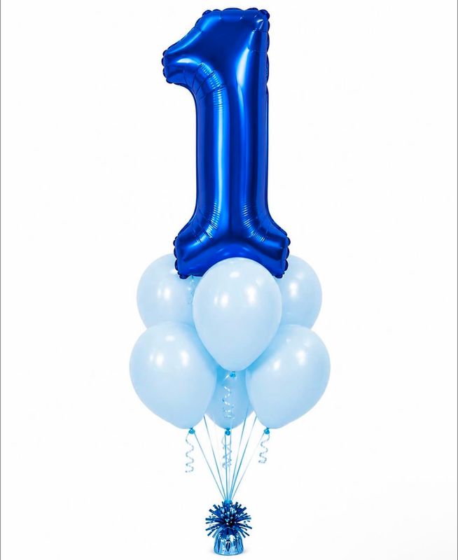 Number Balloon and Latex Balloon Bunch - Blue Number Balloon and Latex Balloon Bunch - Blue
