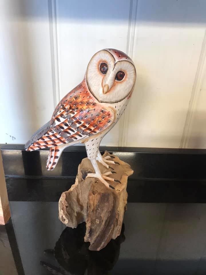 Owl Log Carving