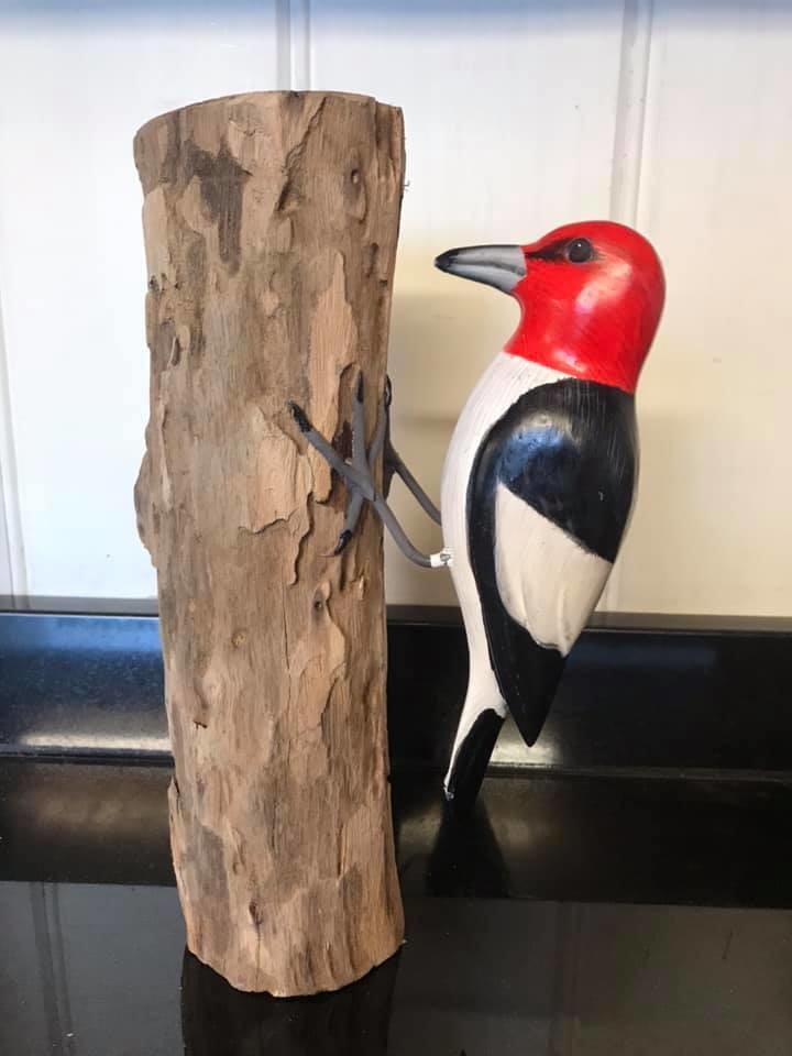 Woodpecker Carving Log