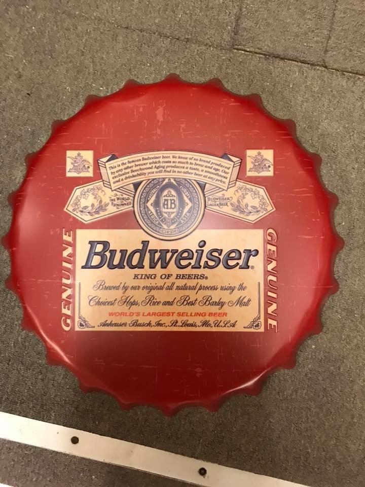 Budweiser Tin Bottle Cap Hanger