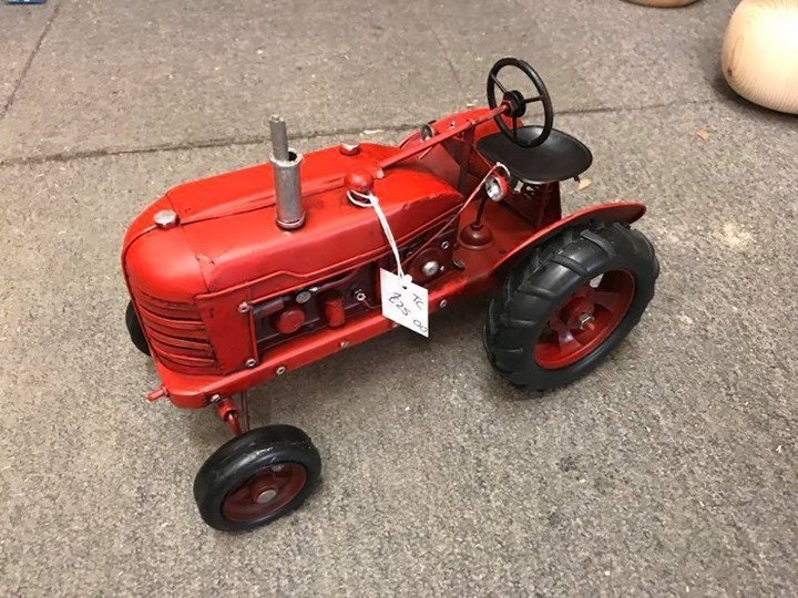 Red tin tractor