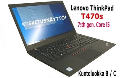 Lenovo T470s Ultrabook Core i5-7300U / Full-HD IPS- kosketusnäytöllä ja huippunopealla 256gb NVMe M2. SSD:llä! (B / C )
