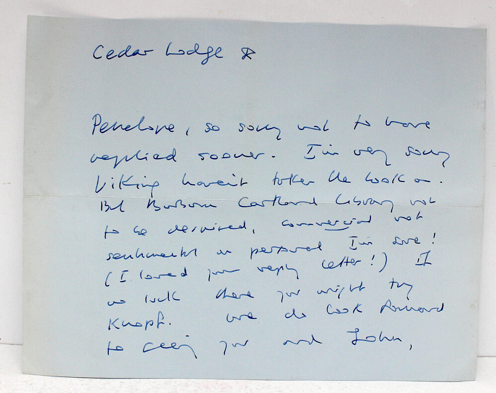 Original Signed Hand Written Letter - Iris Murdoch SIGNED