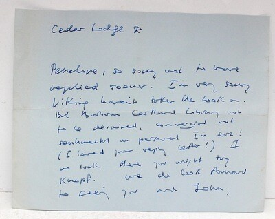 Original Signed Hand Written Letter - Iris Murdoch SIGNED
