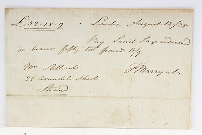 Captain Frederick Marryat Signed Cheque