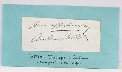 Original autograph Mounted on Card Signed By Anthony Trollope