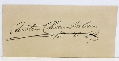 Signed Piece of Paper by Austen Chamberlain