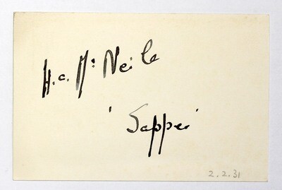 Signed Piece of Paper by H.C. McNeile, &#39;Sapper&#39;