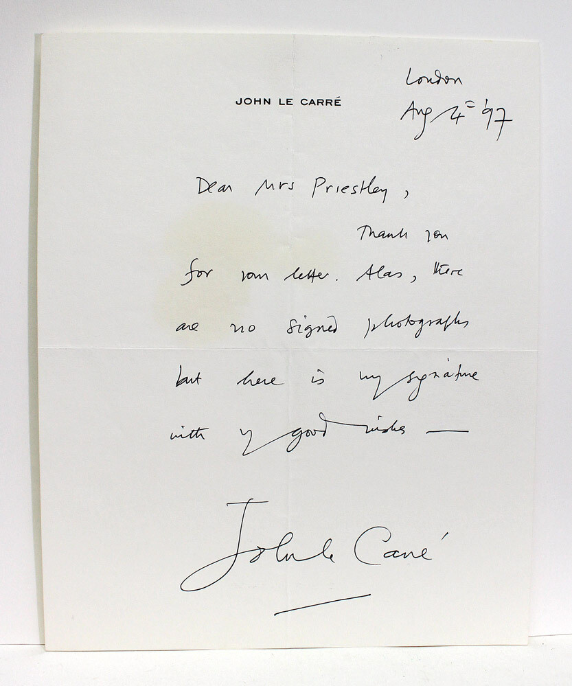 A Signed and Inscribed Letter from John Le Carre