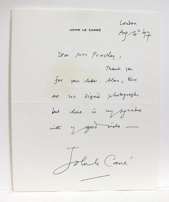 A Signed and Inscribed Letter from John Le Carre