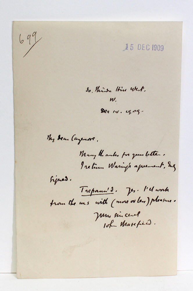 A Signed and Inscribed Letter from John Masefield