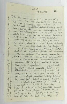 Original Signed Hand Written Letter to Iris Murdoch