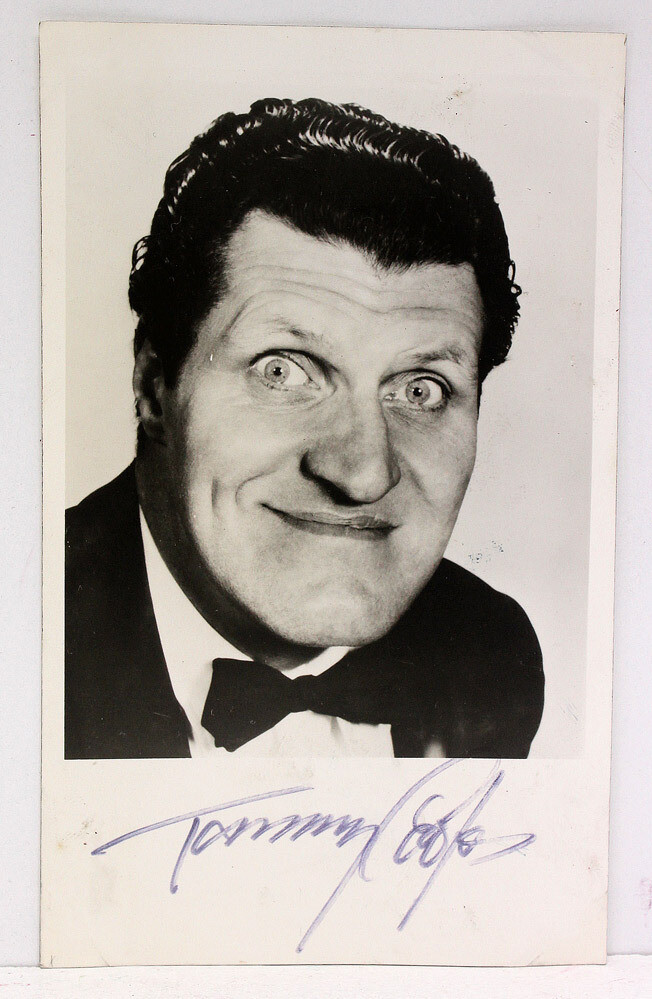 An Original Signed and Inscribed Photograph Card from  Tommy Cooper