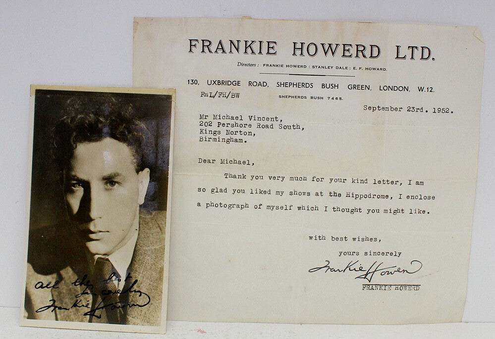 Original Signed Photograph and Letter from Frankie Howard