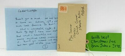 Original Signed Hand Written Letter , Envelope and Gift tag