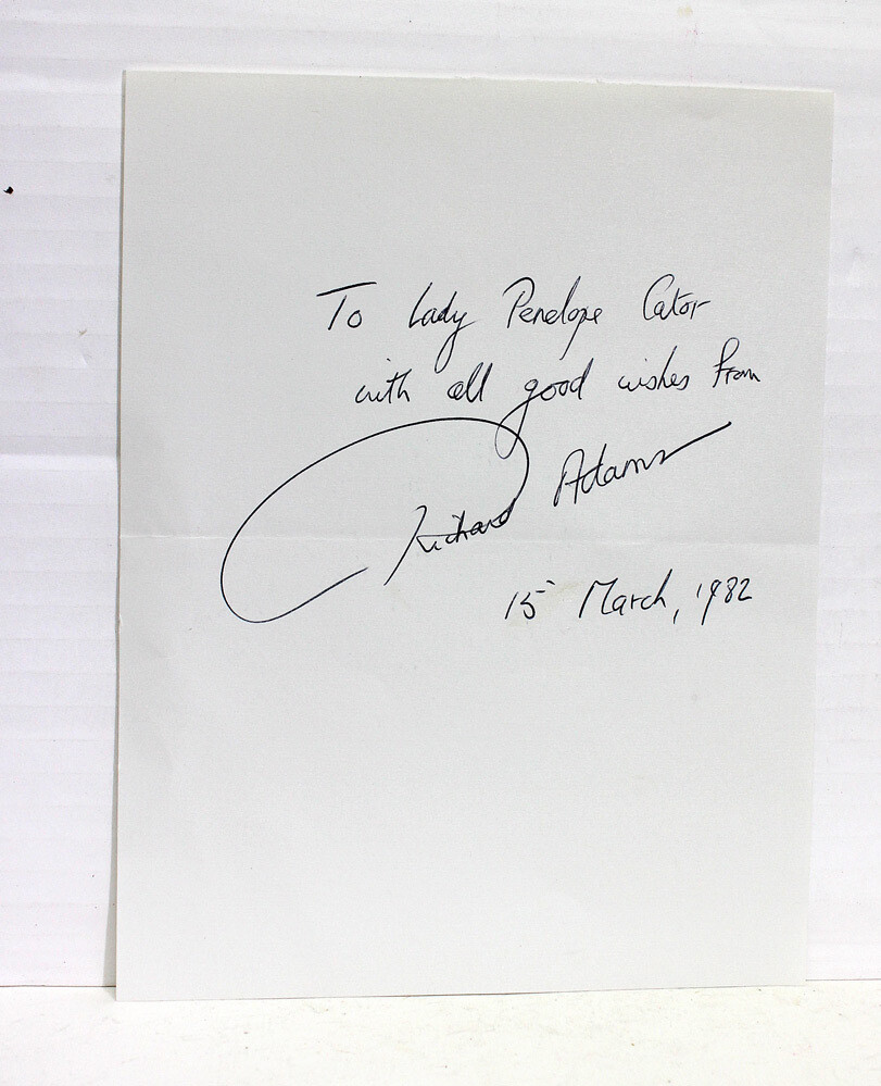 Signed Paper by Richard Adams