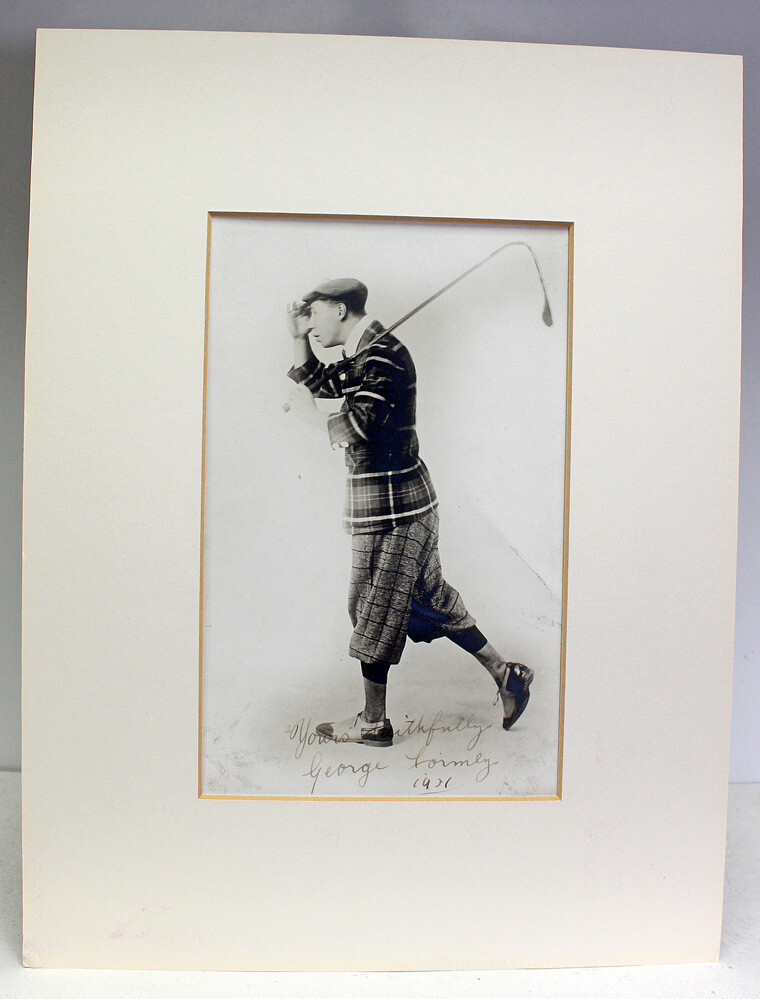 An Original Early Photograph Signed by George Formby playing Golf