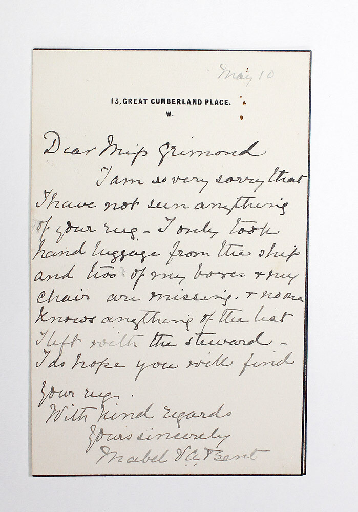Original Signed Letter by Mabel Bent