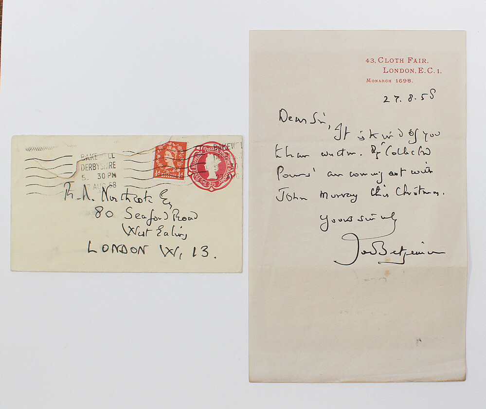 Original Signed Letter and Envelope by John Betjeman