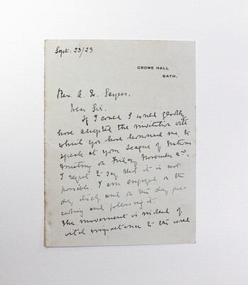 Original Letter Signed by Sarah Grand