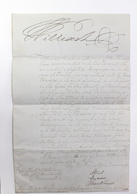 Original Royal Pardon for James Edwards of Monmouth Gaol signed by King William IV