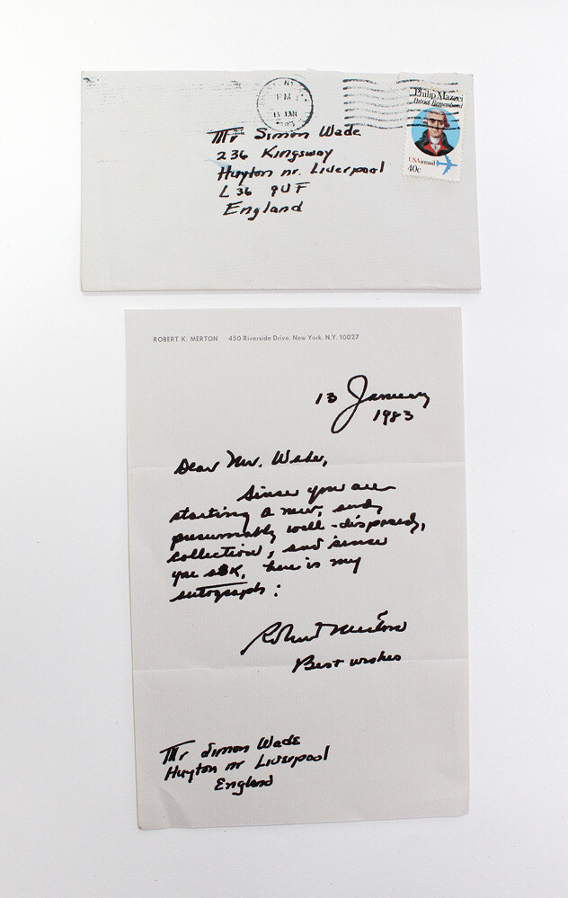 Original letter Written and Signed By Robert K Merton