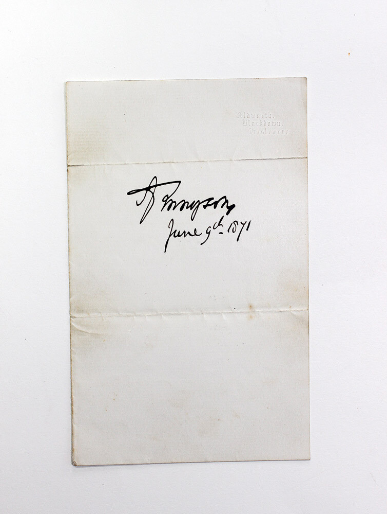An  Original Letter Signed by Alfred Lord Tennyson