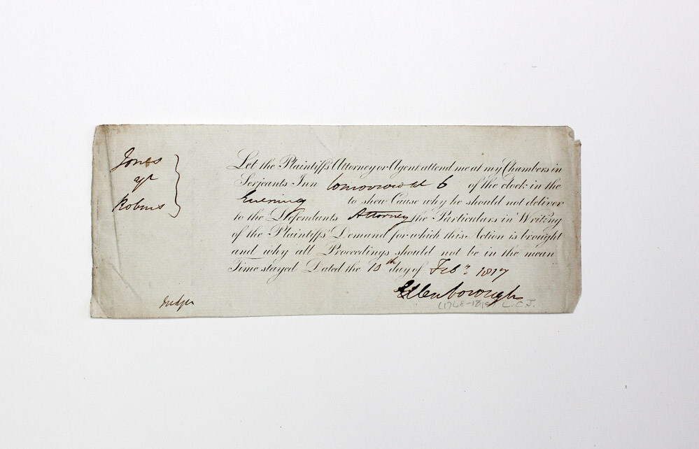An Original Printed and Signed Legal form by Edward Law, 1st Baron Ellenborough
