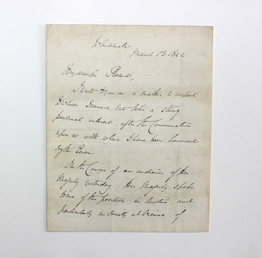 A Long Original  Letter written and Signed by Sir Robert Peel Prime Minister to the diplomat Sir Robert Gordon, British Ambassador to Austria.