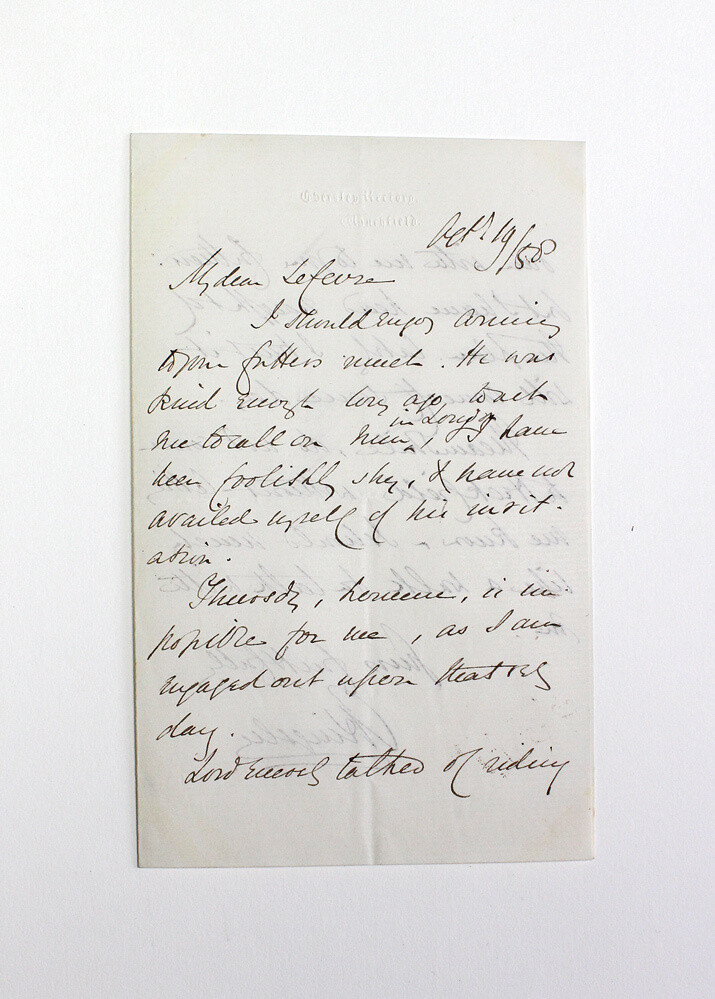 An Original Hand Written Letter Signed by  Charles Kingsley