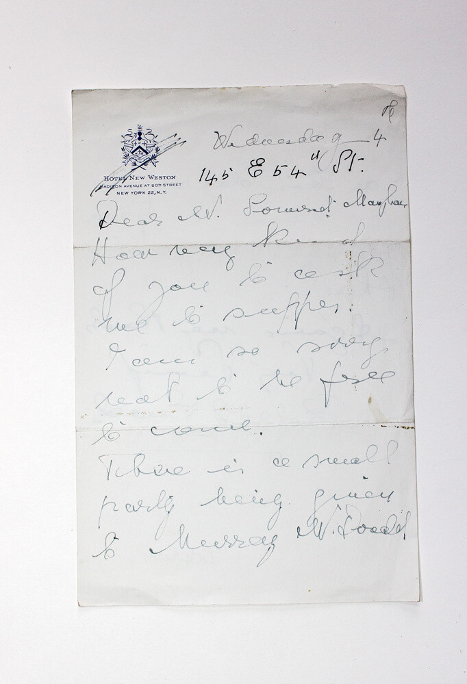 An Original Hand Written Letter Signed by Edith Evans to William Somerset Maugham.