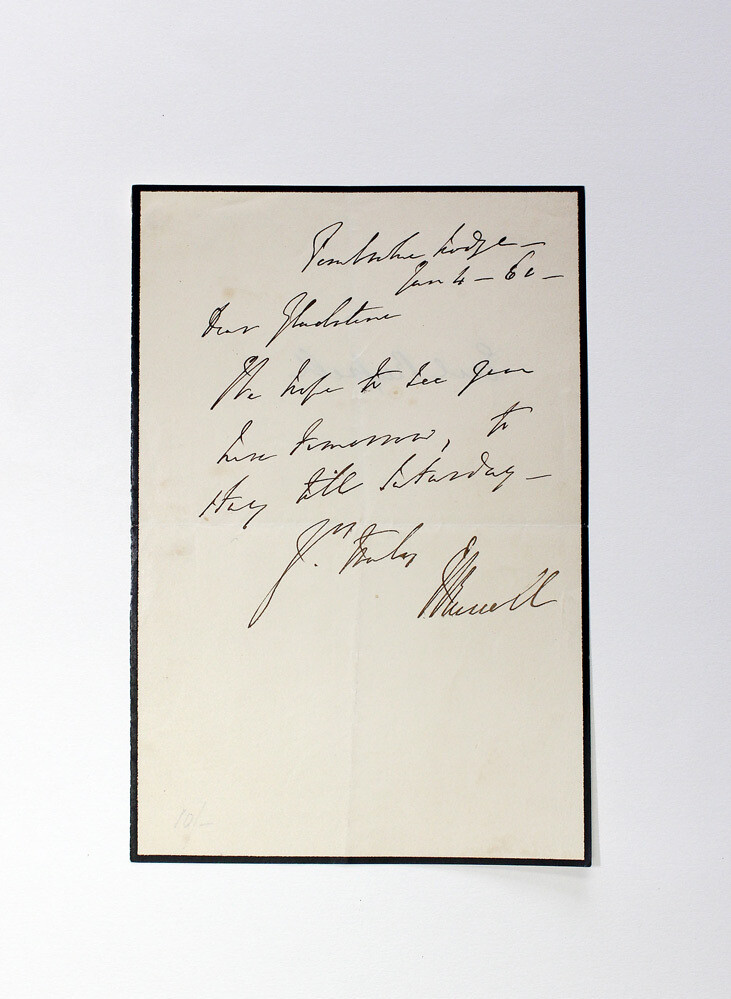 An Original Signed Letter from a previous Prime Minister Lord John Russell to future Prime Minster William Gladstone