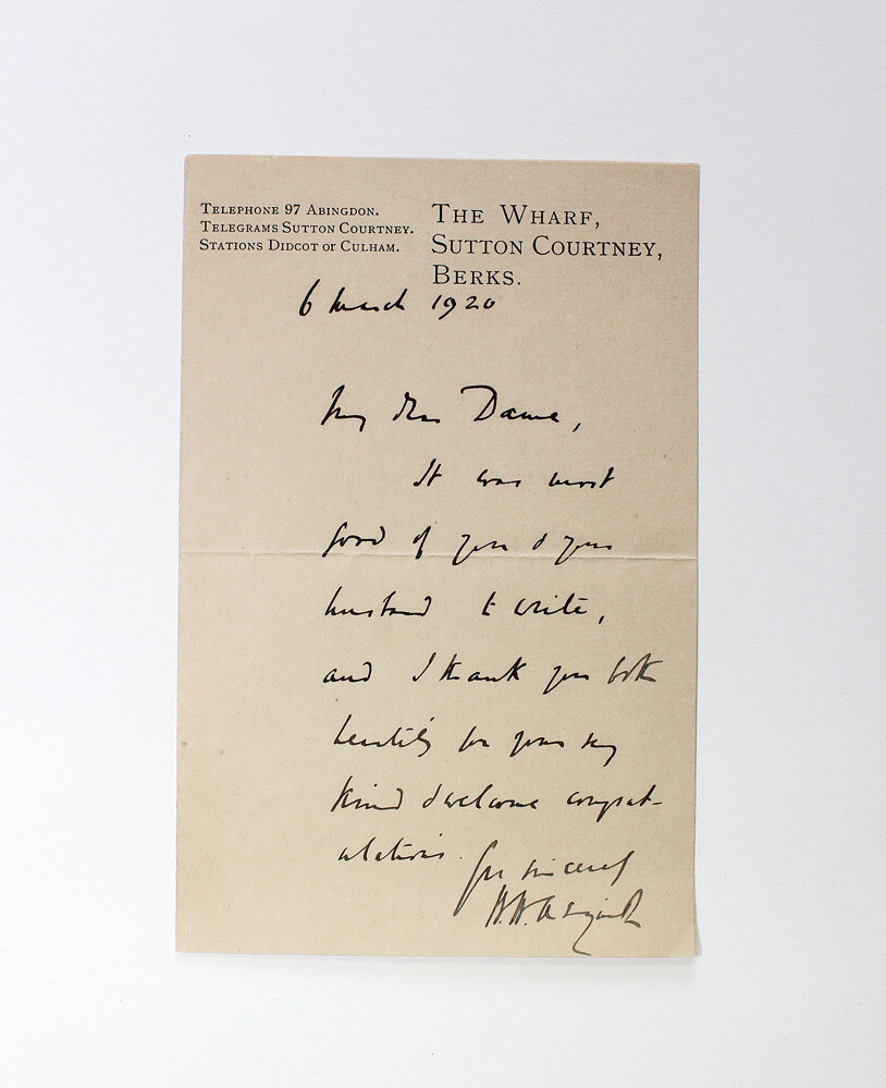 An Original  Letter Hand Written and Signed by Prime Minister Herbert Asquith