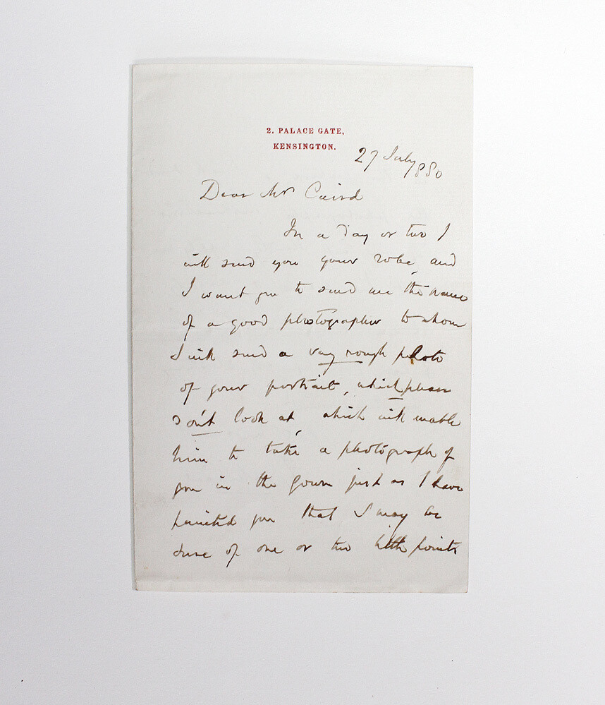 An Original Hand Written Letter and Signed by Sir John Everett Millais.