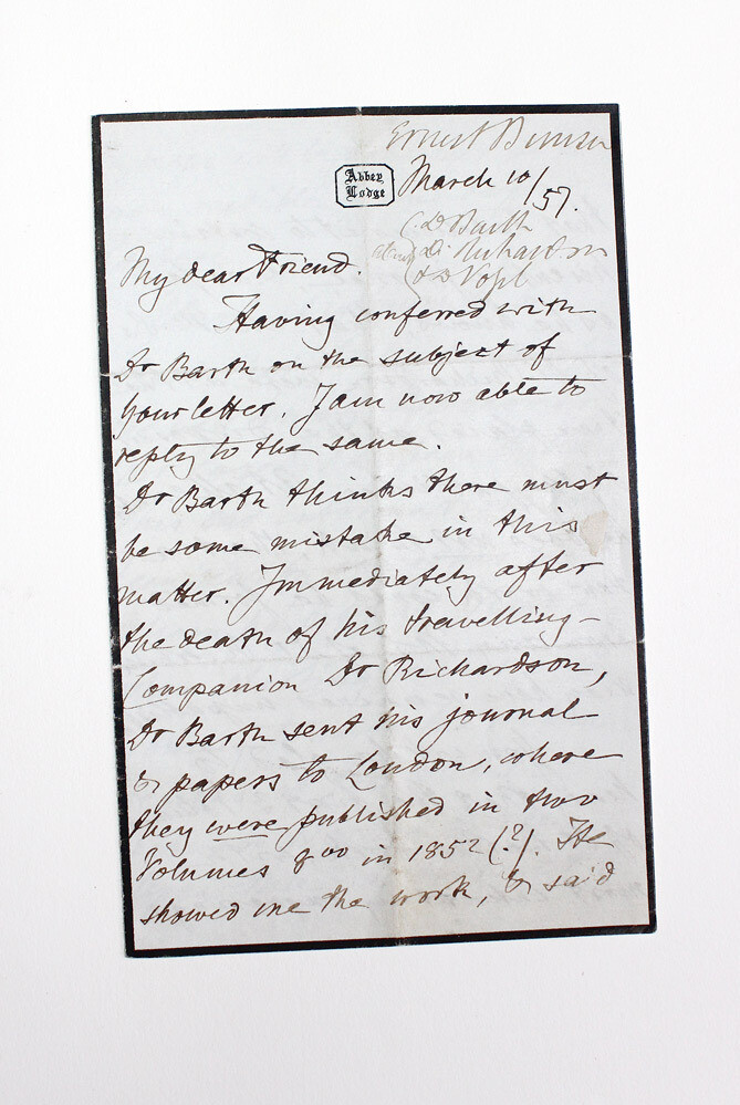 An Original Letter Written and Signed by Ernest de Bunsen