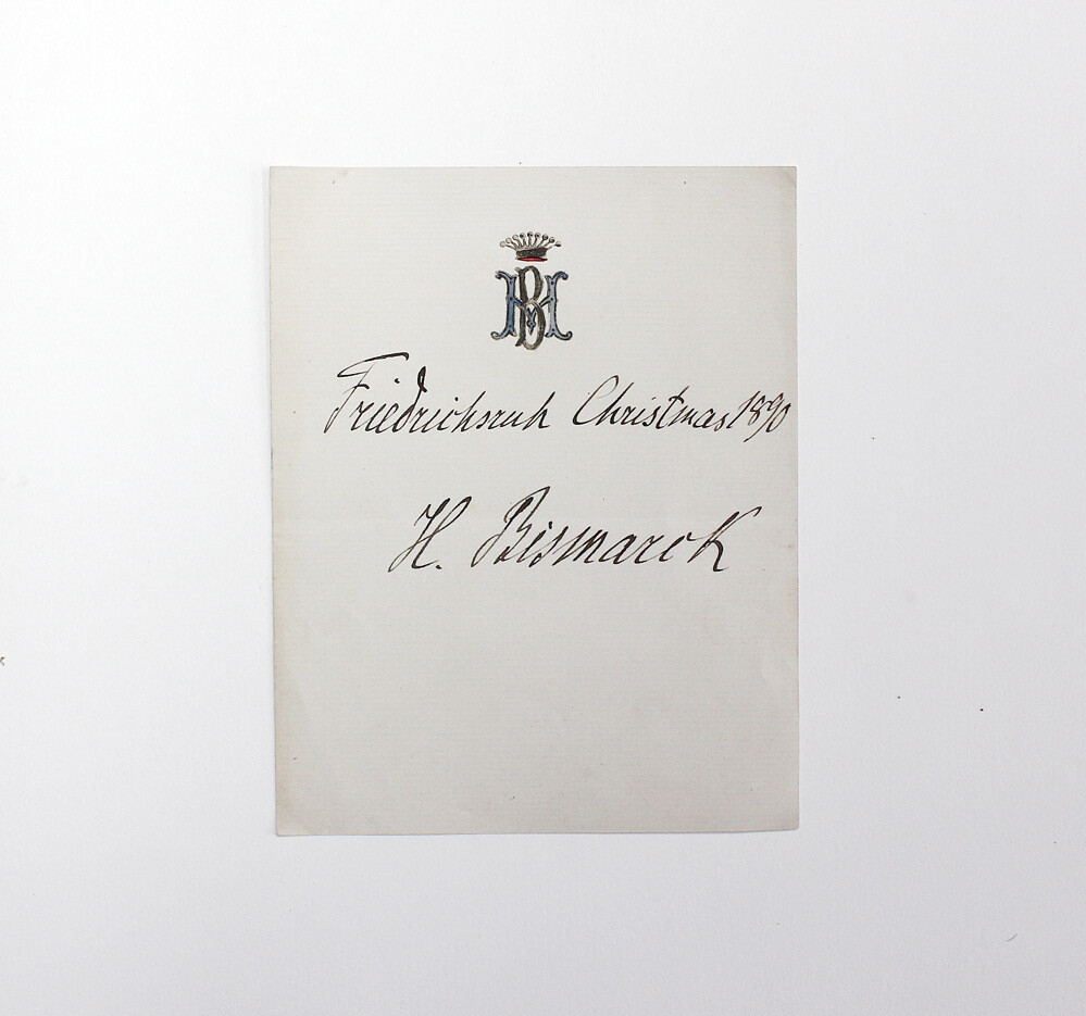 An Original German Family Crest Paper Slip Signed by Herbert Bismarck.