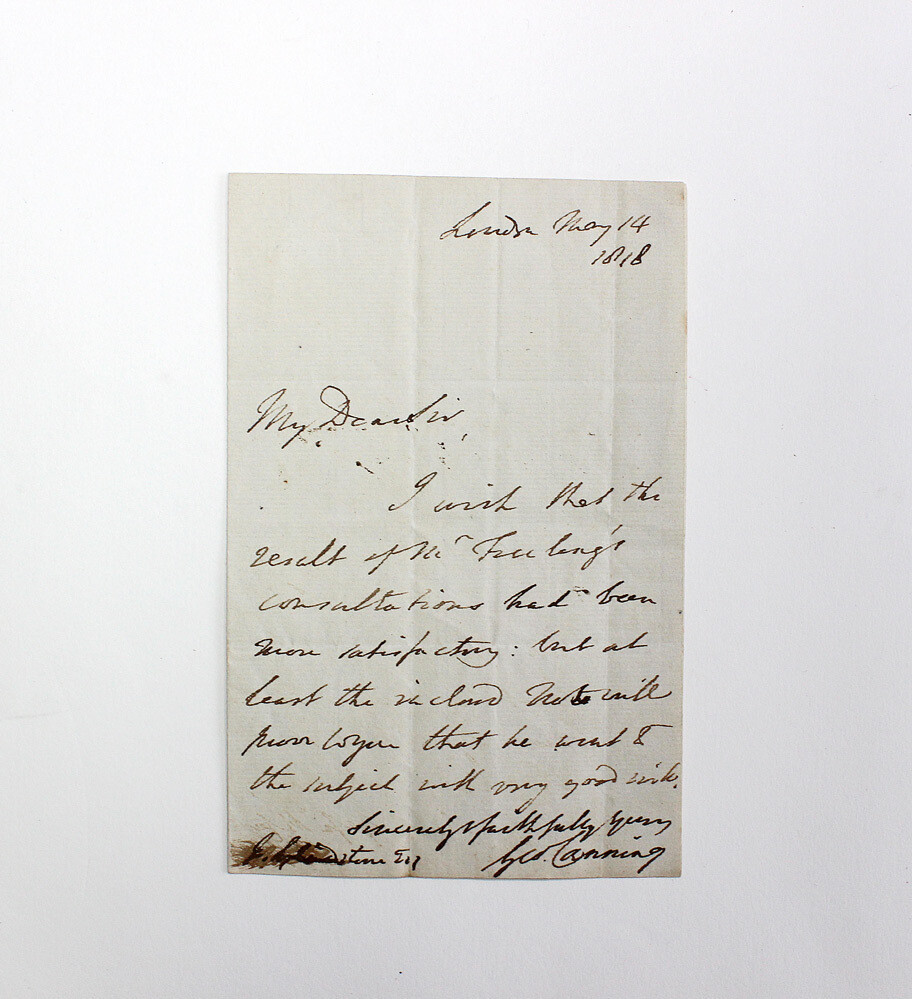 An Original Letter Signed and Written by Prime Minister George Canning