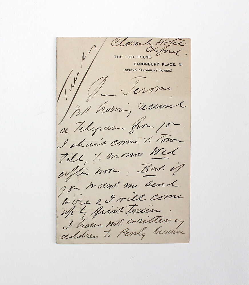 An Original Letter Signed and Written by the actor and writer Weedon Grossmith, to the writer Jerome K. Jerome, the author of a play Grossmith was acting in