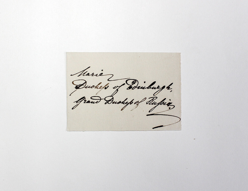 An Original Paper Written and Signed by Marie, Duchess of Edinburgh, Grand Duchess of Russia