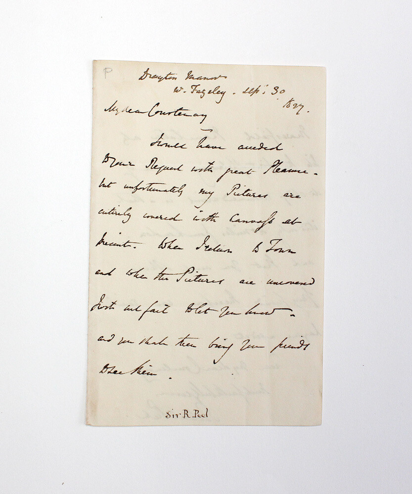 An Original  Letter Hand Written and Signed by Prime Minister Robert Peel.