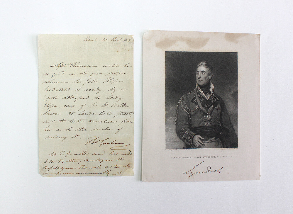 An Original Letter Signed and Written by General Thomas Graham, 1st Baron Lynedoch