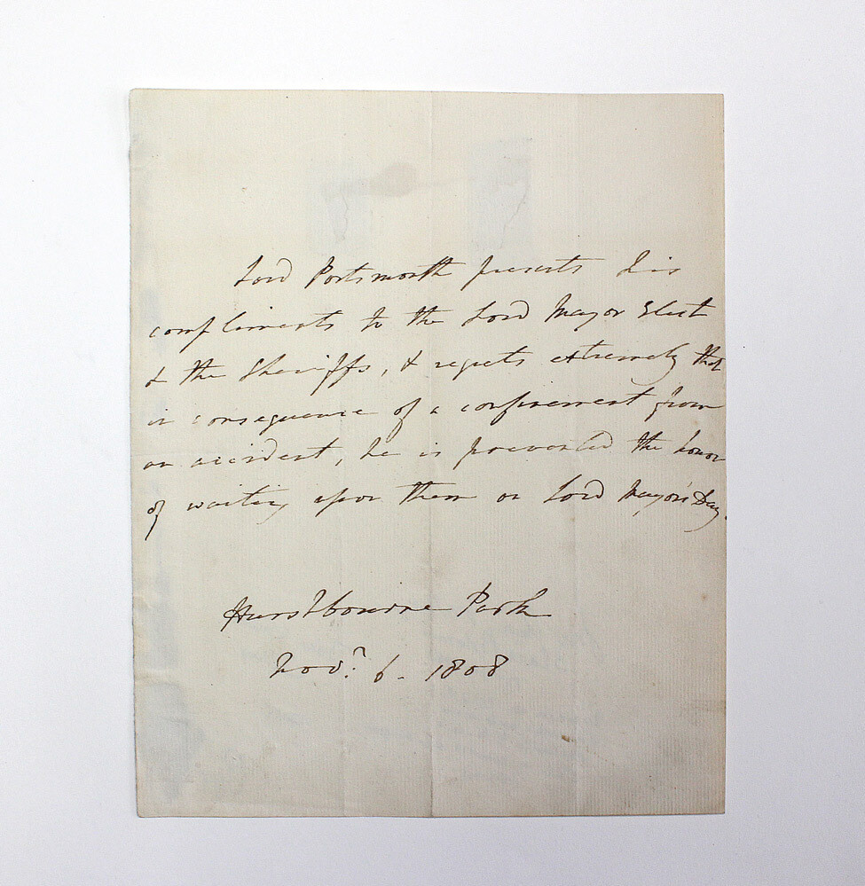 An Third Person Original Letter from Hurstbourne Priors,Hampshire Signed and Written by John Charles Wallop, 3rd Earl of Portsmouth (Lord Byron Interest)