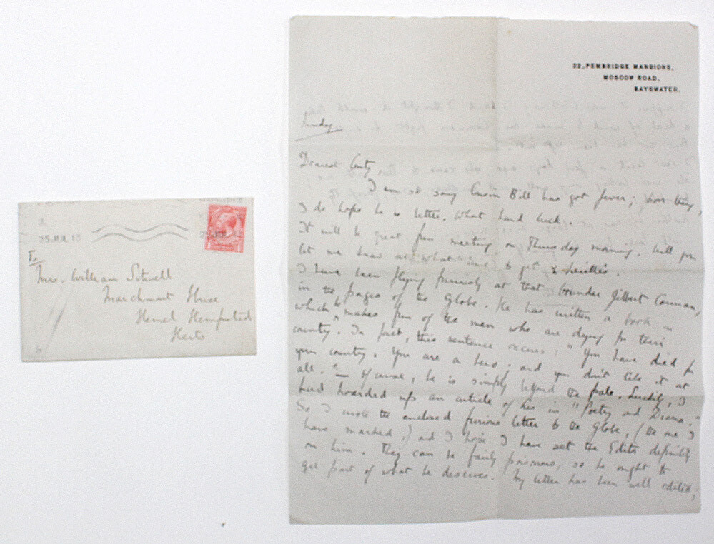 An Original Hand Written and Signed Letter/ Envelope from Edith Sitwell